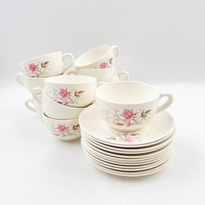 MOUNT CLEMENS â€œMT. ROSEâ€ TEACUPS & SAUCERS (12)
