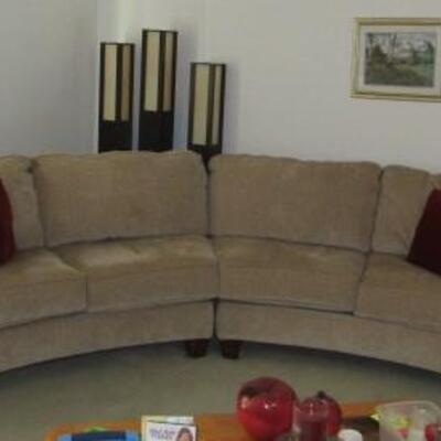 LOT 1  TWO PIECE CURVED SOFA