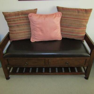 LOT 2  PADDED BENCH WITH 2 DRAWERS