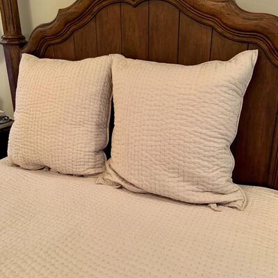 Pottery Barn Queen Tan Quilt and 2 Euro Shams with Pillows