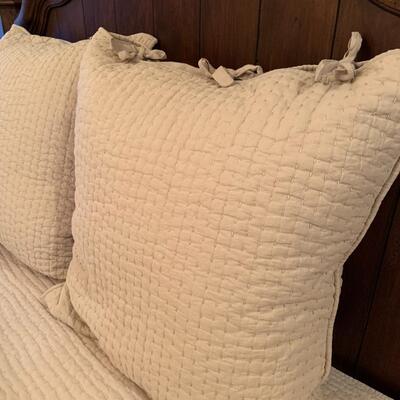 Pottery Barn Queen Tan Quilt and 2 Euro Shams with Pillows