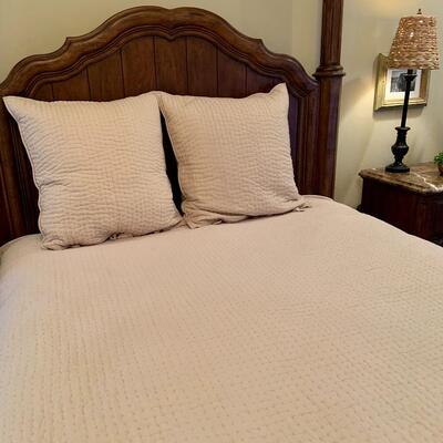 Pottery Barn Queen Tan Quilt and 2 Euro Shams with Pillows