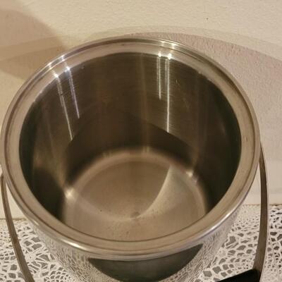 Lot 22: Vintage Mid Century Modern Stainless Steel- Butler-  Ice Bucket