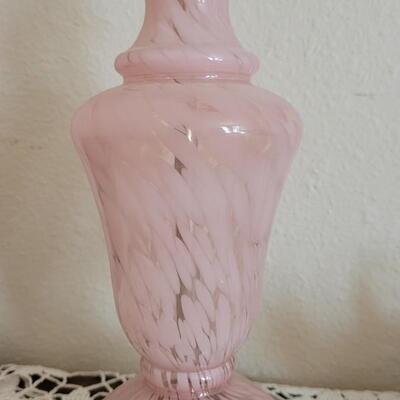 Lot 34: Pink Blown Glass Lamp
