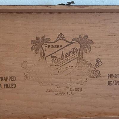 Lot 42: Vintage Wood Roberts Cigar Box with Latch