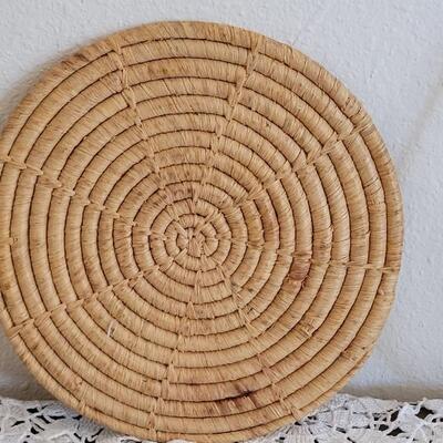 Lot 55: Kitchen Lot-  Hot Pads, Decorative Oil, Flower Bowls and 3 Placemats
