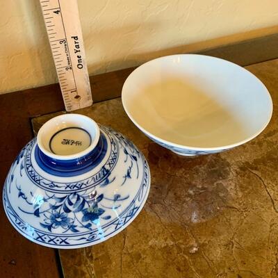 Vintage Blue and White Rice Bowls