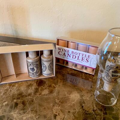 Wine bottle candle set