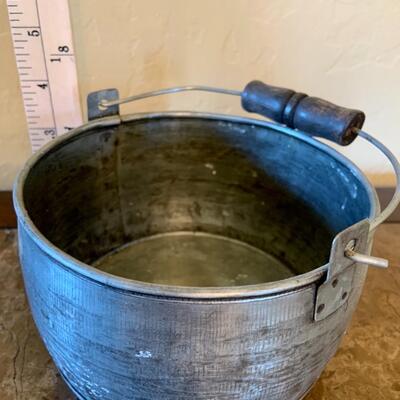 Vintage aluminum pot with wooden handle