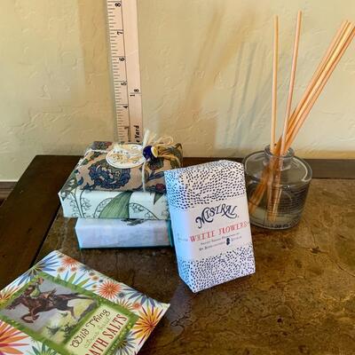Assorted spa salts, soaps
