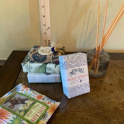 Assorted spa salts, soaps