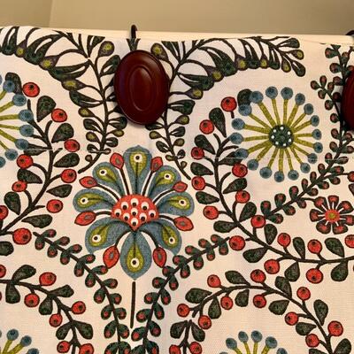 World Market shower curtain and curtain hooks