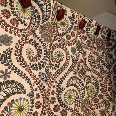 World Market shower curtain and curtain hooks