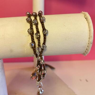 Brighton Triple Band Bracelet with Clear Beads and Charms