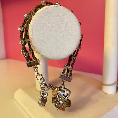 Brighton Triple Band Bracelet with Clear Beads and Charms