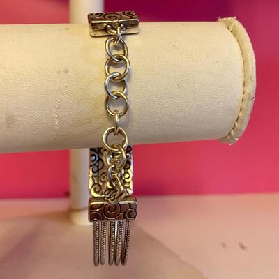 Brighton Silver & Gold Tone Crystal Multi-Strand Bracelet
