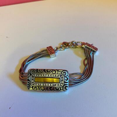 Brighton Silver & Gold Tone Crystal Multi-Strand Bracelet