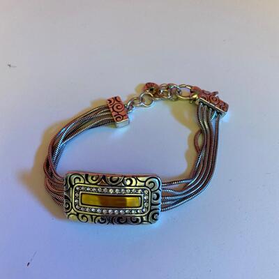 Brighton Silver & Gold Tone Crystal Multi-Strand Bracelet