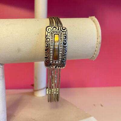 Brighton Silver & Gold Tone Crystal Multi-Strand Bracelet