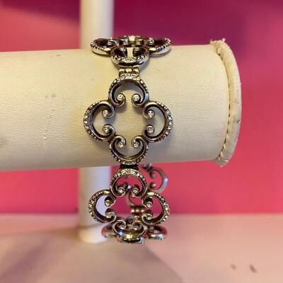 Brighton Toledo Silver Tone Crystals Pendant Bracelet