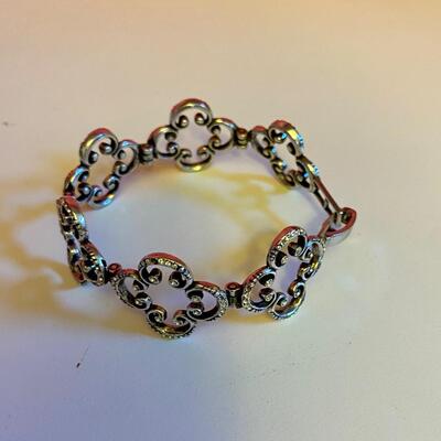 Brighton Toledo Silver Tone Crystals Pendant Bracelet