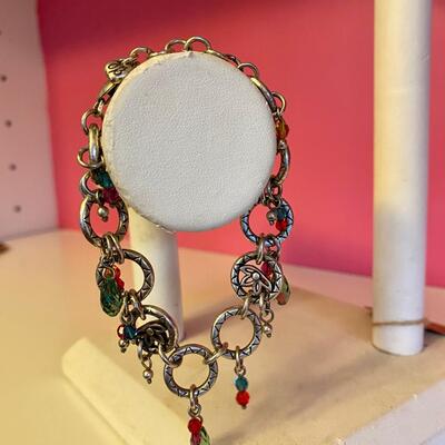 Brighton Swarovski Multi Color Crystal Drop Silver Bracelet