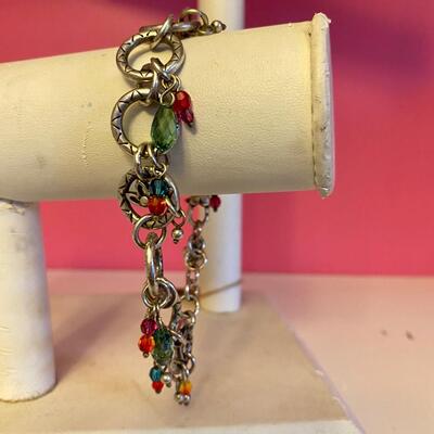 Brighton Swarovski Multi Color Crystal Drop Silver Bracelet