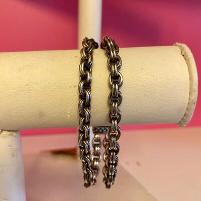 Scott Kay Silver and Gold Rolo Woven Toggle Bracelet 925 Sterling Silver, 7.5"