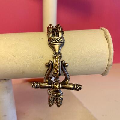 Scott Kay Silver and Gold Rolo Woven Toggle Bracelet 925 Sterling Silver, 7.5"