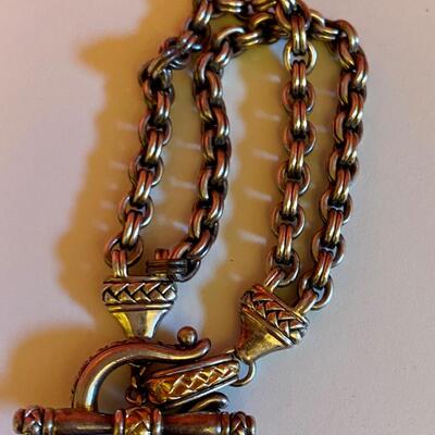 Scott Kay Silver and Gold Rolo Woven Toggle Bracelet 925 Sterling Silver, 7.5"