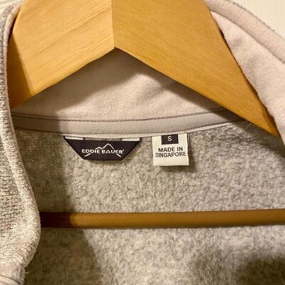 Women's Eddie Bauer Grey Knitted Jacket with Fleece Lining - Size S