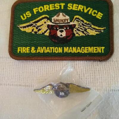 Vintage Smokey the Bear Patch Fire & Aviation Management and Pin