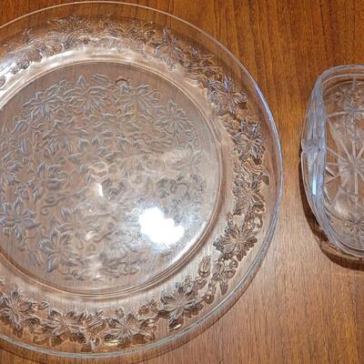 Lot 56: Vintage Platter Glass and Cut Crystal Bowl