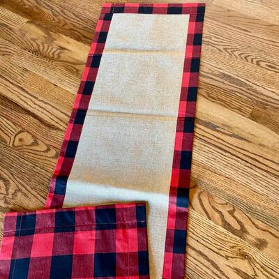 LIXF Red and Black Buffalo Check Table Runner - Reversible