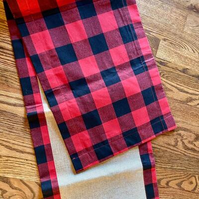 LIXF Red and Black Buffalo Check Table Runner - Reversible
