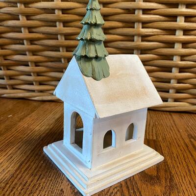 Holiday wood church figurine
