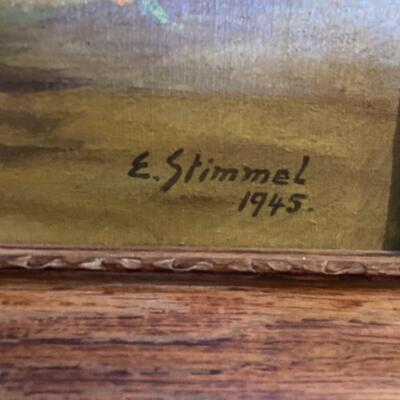 Still Life Vintage Oil Painting Signed STIMMEL 23”w x 19”h