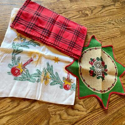Assorted Holiday Towels and Table Decor