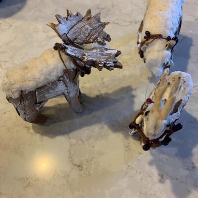 Deer, moose, and bear holiday figuries
