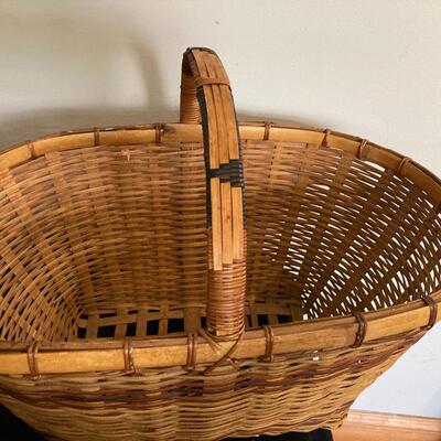 Three Large Vintage Handmade Baskets with Handles