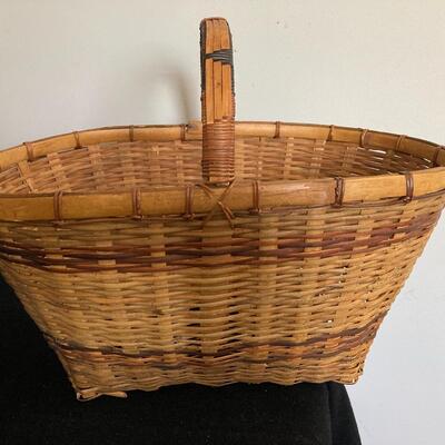 Three Large Vintage Handmade Baskets with Handles