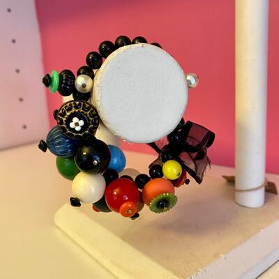 Beaded Bracelet with Colorful Bead Charms and Elastic Band