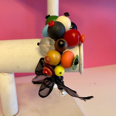 Beaded Bracelet with Colorful Bead Charms and Elastic Band