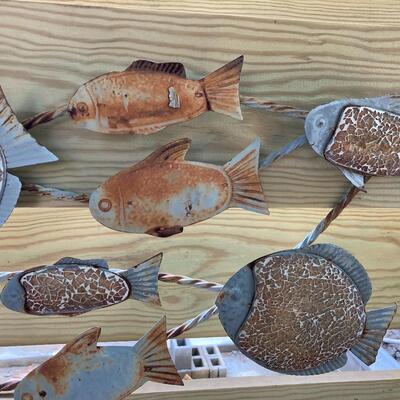 Large Metal Outdoor Art School of Fish 36”w x 14”h