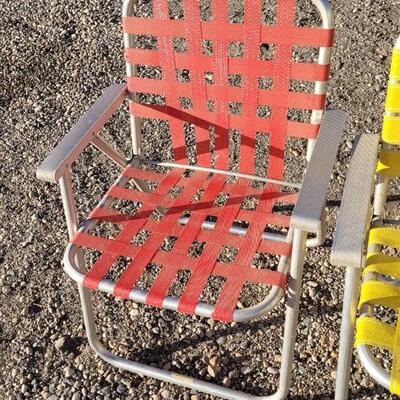 Lot 80: (2) Vintage Nylon Webbing Strap Patio Chairs