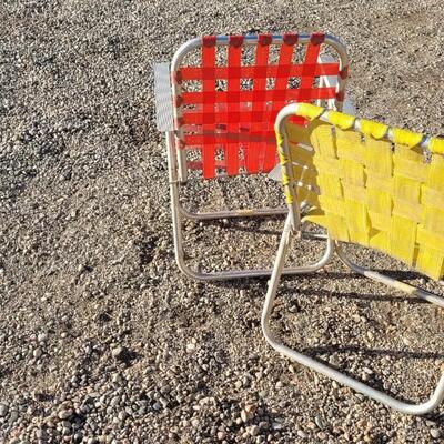 Lot 80: (2) Vintage Nylon Webbing Strap Patio Chairs