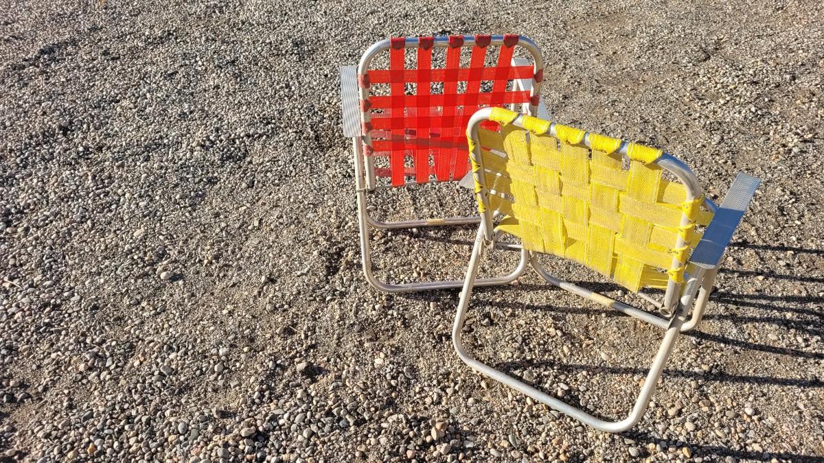 Lot 80 (2) Vintage Nylon bing Strap Patio Chairs