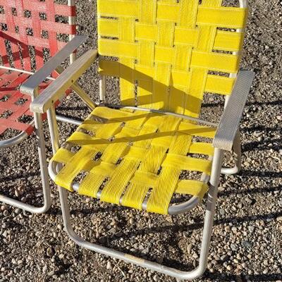 Lot 80: (2) Vintage Nylon Webbing Strap Patio Chairs