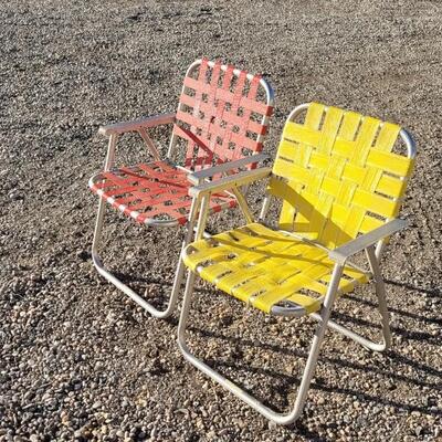 Lot 80: (2) Vintage Nylon Webbing Strap Patio Chairs