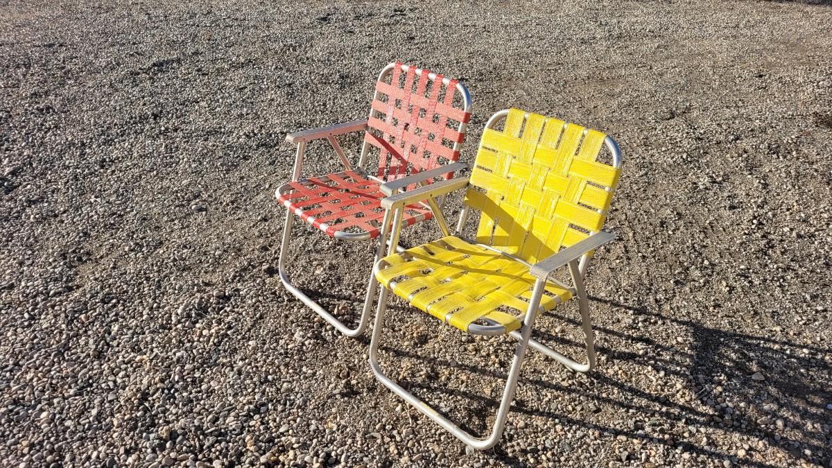 Lot 80 (2) Vintage Nylon bing Strap Patio Chairs